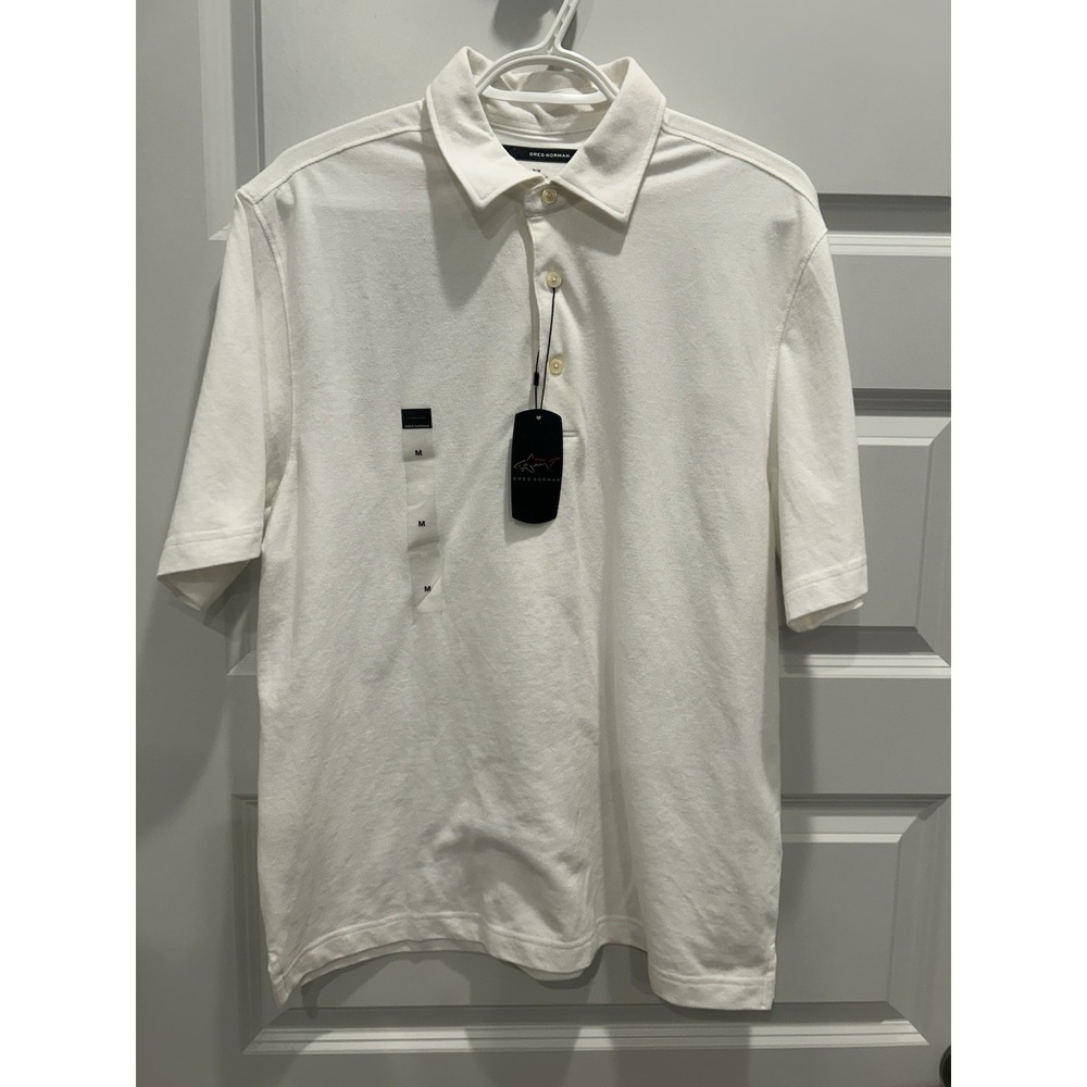 Greg Norman White Polo Cotton & Polyester Men's Size Medium NWT
